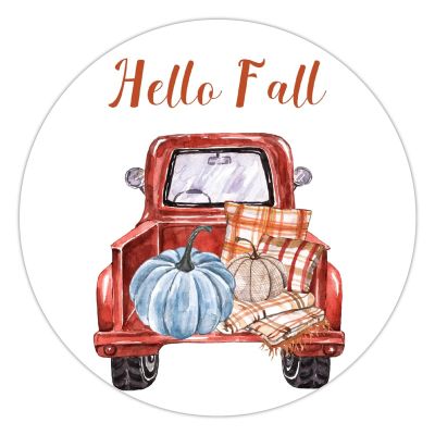 100 Pcs Halloween Stickers for Watercolor Retro Red Pickup Truck Orange Maple Leaves Pumpkins Stickers Halloween decorations Stickers for Envelope Seals Candy Halloween Party Decorations