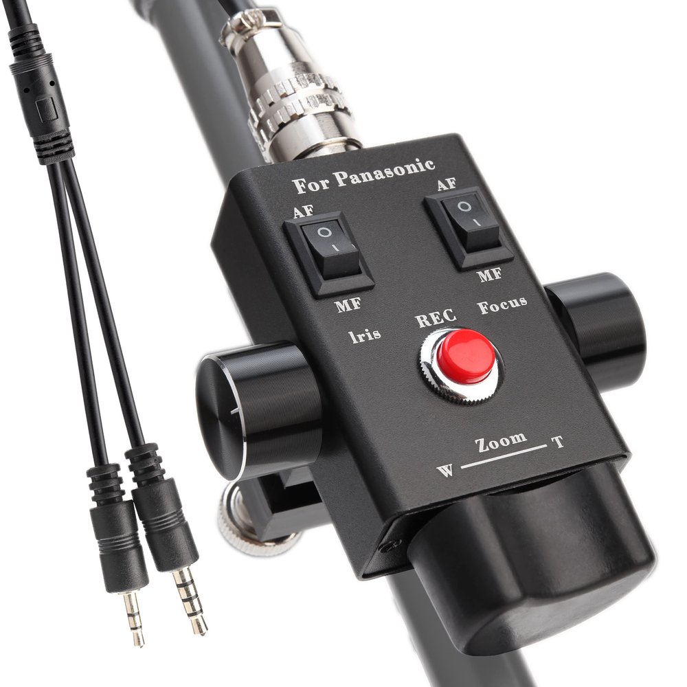 KOERTACOO Camcorder Zoom Controller, Remote Control Zoom, Iris, and Focus Control + 2.5mm and 3.5mm Jack Cable for Panasonic HC-X1 HC-PV100 AG-UX90 AG-UX180 HC-X1000 AG-AC30 AG-AC90 AU-EVA1 Camera.