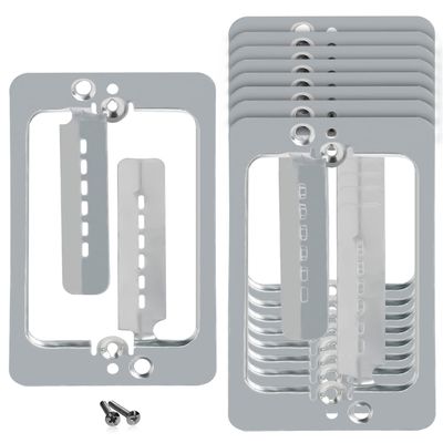LV1 Low Voltage Mounting Bracket 1 Gang (10 Pack) Single Gang Drywall Brackets for Fixing Loose Outlets or Adding New Outlet Wall Plates, Telephone Wires, Network Cables, HDMI, Silver