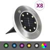 vidaXL Solar Ground Lights - Set of 8 LED Lights in RGB - Waterproof Exterior Lights for Gardens, Patios, Paths, and Balconies -Energy Efficient Solar Powered Outdoor Floor Lamps view 2