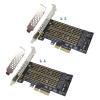 2x M.2 drive communicates directly with the PCIe and/or SATA bus Fits a PCIe x4, x8, or x16 slot view 1