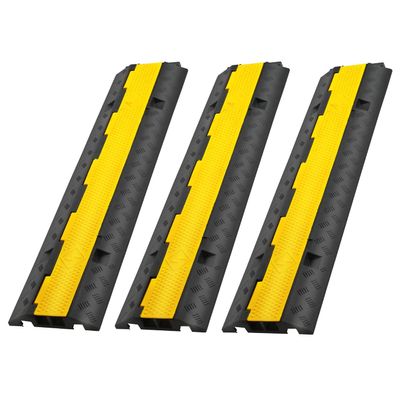 3 Pack of 2 Channel Cable Protector Ramp Heavy Duty Traffic Wire and Hose Cable Ramps(3FEET)