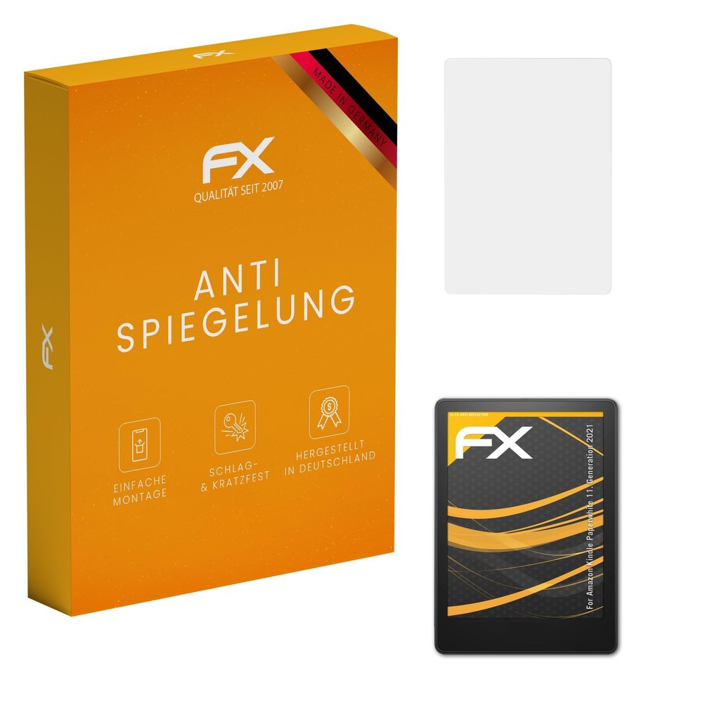 atFoliX Screen Protector compatible with Amazn Kindl Paperwhite 11. Generation 2021 Screen Protection Film, anti-reflective and shock-absorbing FX Protector Film (2X)