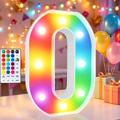LED Marquee Letter Lights, 18 Colors Changing Light Up Letters with Remote, RGB Alphabet Letters Sign for Girls Boys Gift Birthday Party Night Light Bedroom Wedding Christmas Decor-Colorful O