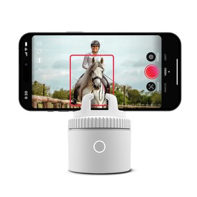 Pivo Equestrian Pod Standalone Auto Tracking Phone Holder, Face, Body & Horse Tracker, 360 Rotation, 6 Speed, Stand for Video Recording (White)