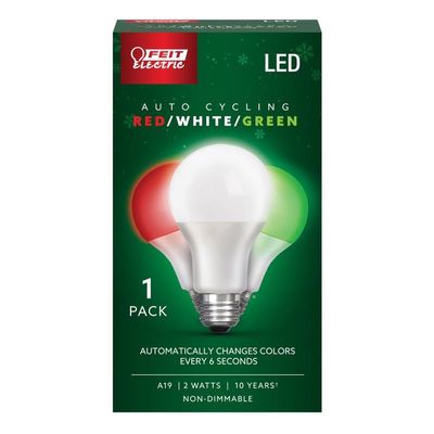 Feit Electric LED A19 E26 G/R/W 2W