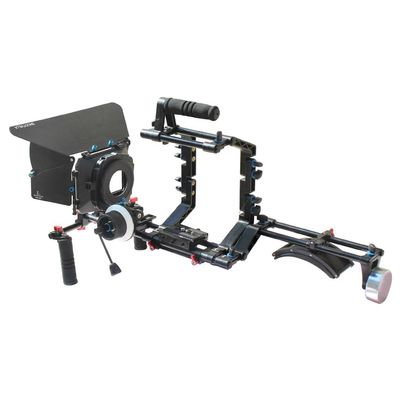 FLYCITY DSLR Camera Cage Shoulder Mount Rig Kit (FC-03F) with Follow Focus & Matte Box | Shoulder Stabilizer Support for Video DV Camcorder HD DSLR | Best Affordable Kit