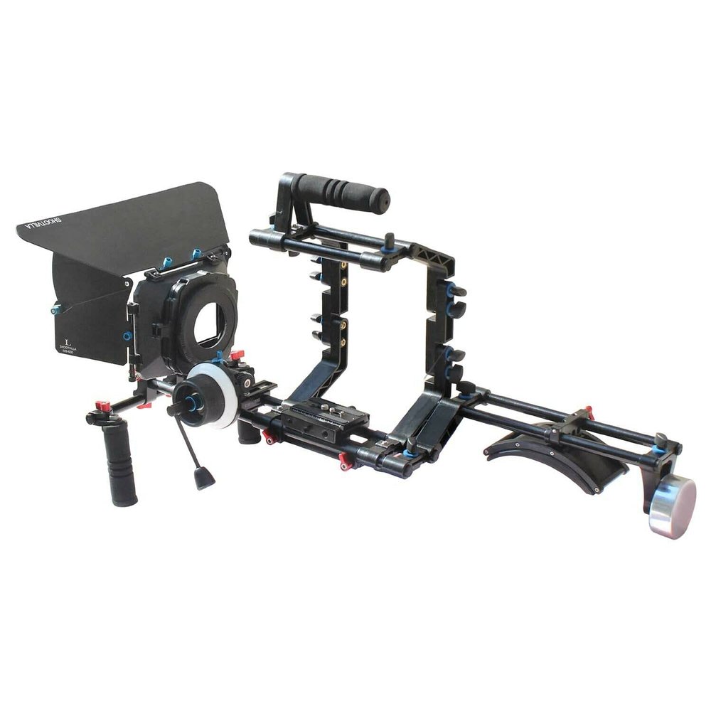 FLYCITY DSLR Camera Cage Shoulder Mount Rig Kit (FC-03F) with Follow Focus & Matte Box | Shoulder Stabilizer Support for Video DV Camcorder HD DSLR | Best Affordable Kit