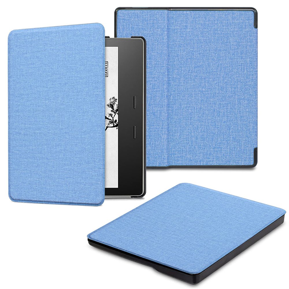 ALMIGHTY Fabric Case for Kindle Oasis (10th Generation, 2019 Release and 9th Generation, 2017 Release) - Slim Cover with Auto Wake/Sleep, Light Blue
