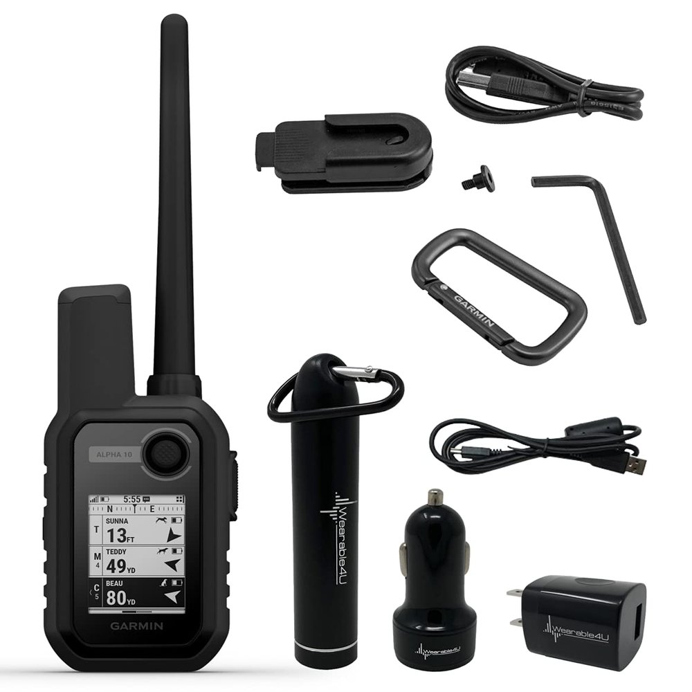 Wearable4U - Garmin Alpha 10 Compact Dog Tracking and Training Multi-GNSS Handheld, with Power Pack Bundle