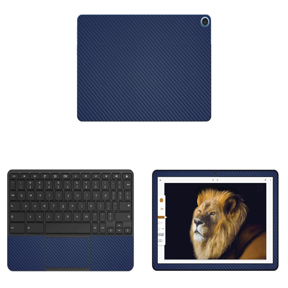 Decalrus - Protective Decal for Lenovo Chromebook Duet (10.1" Screen) Tablet Blue Carbon Fiber Skin Skins Decal for case Cover wrap CFlenovoChrmbkDuet10Blue