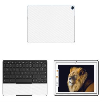 Decalrus - Protective Decal for Lenovo Chromebook Duet (10.1" Screen) Tablet White Carbon Fiber Skin Skins Decal for case Cover wrap CFlenovoChrmbkDuet10White