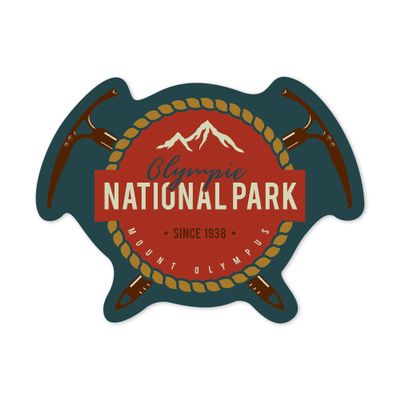 Lantern Press Sticker Olympic National Park, Washington, Mount Olympus, Press Artwor Die Cut Vinyl, (Waterproof Decal for Cars, Water Bottles, Laptops, Coolers), Small