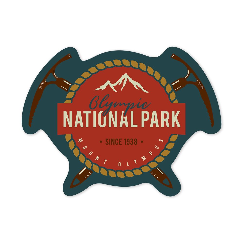 Lantern Press Sticker Olympic National Park, Washington, Mount Olympus, Press Artwor Die Cut Vinyl, (Waterproof Decal for Cars, Water Bottles, Laptops, Coolers), Small