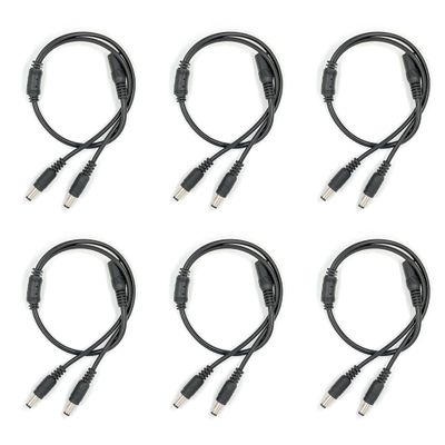 lkelyonewy 6 Pack Dc Power Supply 1 Female to 2 Male 5.5Mm X 2.1Mm Jack Camera Cable Barrel Plug Y Splitter Adapter Wire for CCTV Cameras Led Light Strip and More
