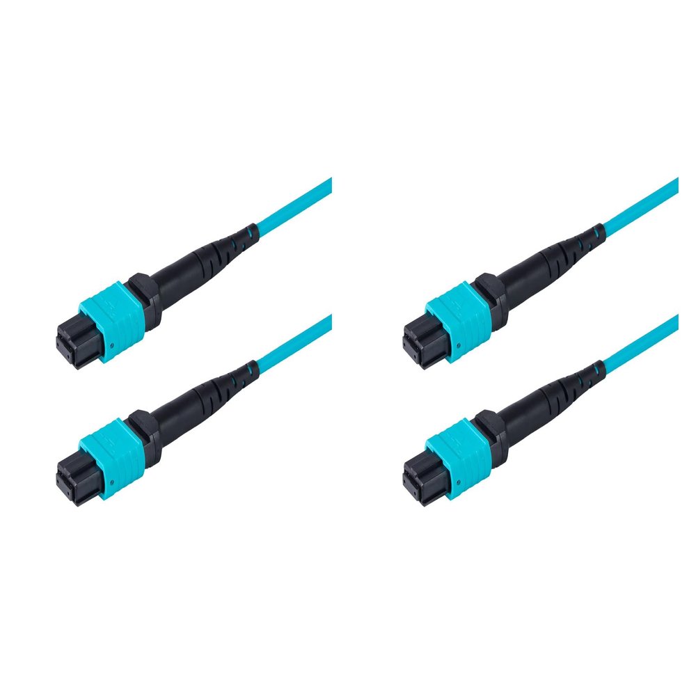 SpeedyFiberTX 2-Pack 85 Meter 8 Fiber Low Loss MPO Trunk Cable for 40G QSFP+ SR4/CSR4, 100G QSFP28 SR4, 200G QSFP56 SR4 Transceivers| Type-B Polarity| OM4 Fiber| 3.0mm Aqua Plenum OFNP Jacket