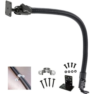 ChargerCity 24 Adjustable 4 Hole AMPS Pattern Replacement Car Truck Seat Rail Floor Mount w/24 Gooseneck for SiriusXM Satellite Radio/ICOM Yaesu CB Ham Radio & Garmin ZUMO XT Rigged Mount GPS