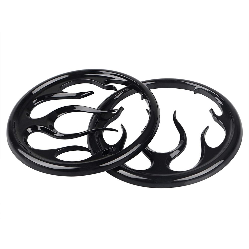 YDLMT Black Flame Front Speaker Grills Trim Cover Compatible with Harley Touring Electra Street Glide Trike