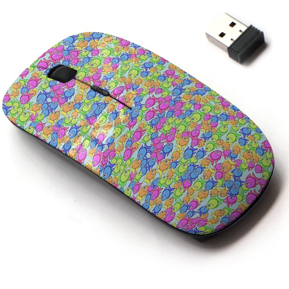 2.4G Wireless Mouse with Cute Pattern Design for All Laptops and Desktops with Nano Receiver - Colorful Fish