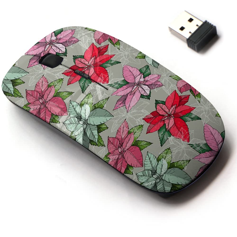 2.4G Wireless Mouse with Cute Pattern Design for All Laptops and Desktops with Nano Receiver - Beautiful Colorful Christmas