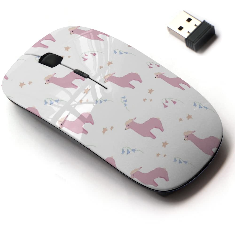 2.4G Wireless Mouse with Cute Pattern Design for All Laptops and Desktops with Nano Receiver - Cute Pink