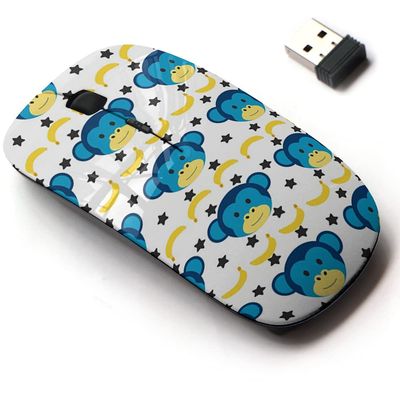 2.4G Wireless Mouse with Cute Pattern Design for All Laptops and Desktops with Nano Receiver - Doodle Cute Monkey
