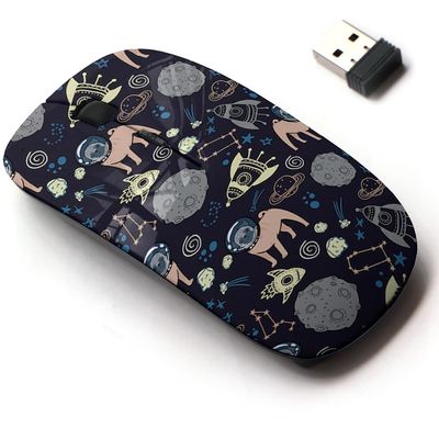 2.4G Wireless Mouse with Cute Pattern Design for All Laptops and Desktops with Nano Receiver - Cool Pug Space