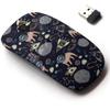 2.4G Wireless Mouse with Cute Pattern Design for All Laptops and Desktops with Nano Receiver - Cool Pug Space view 1