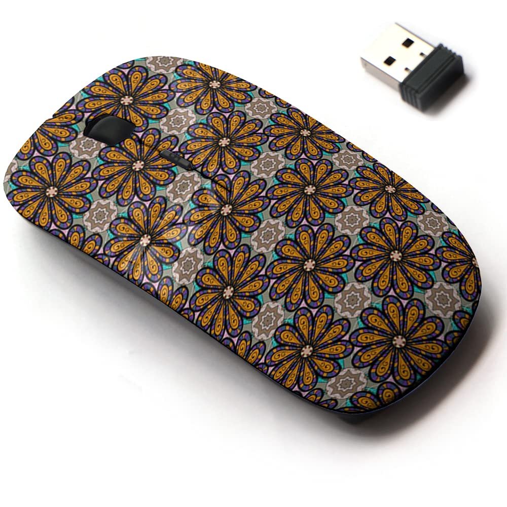 2.4G Wireless Mouse with Cute Pattern Design for All Laptops and Desktops with Nano Receiver - Blooming Jungle Motley