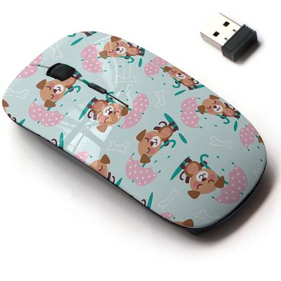 2.4G Wireless Mouse with Cute Pattern Design for All Laptops and Desktops with Nano Receiver - Dog Sleepy