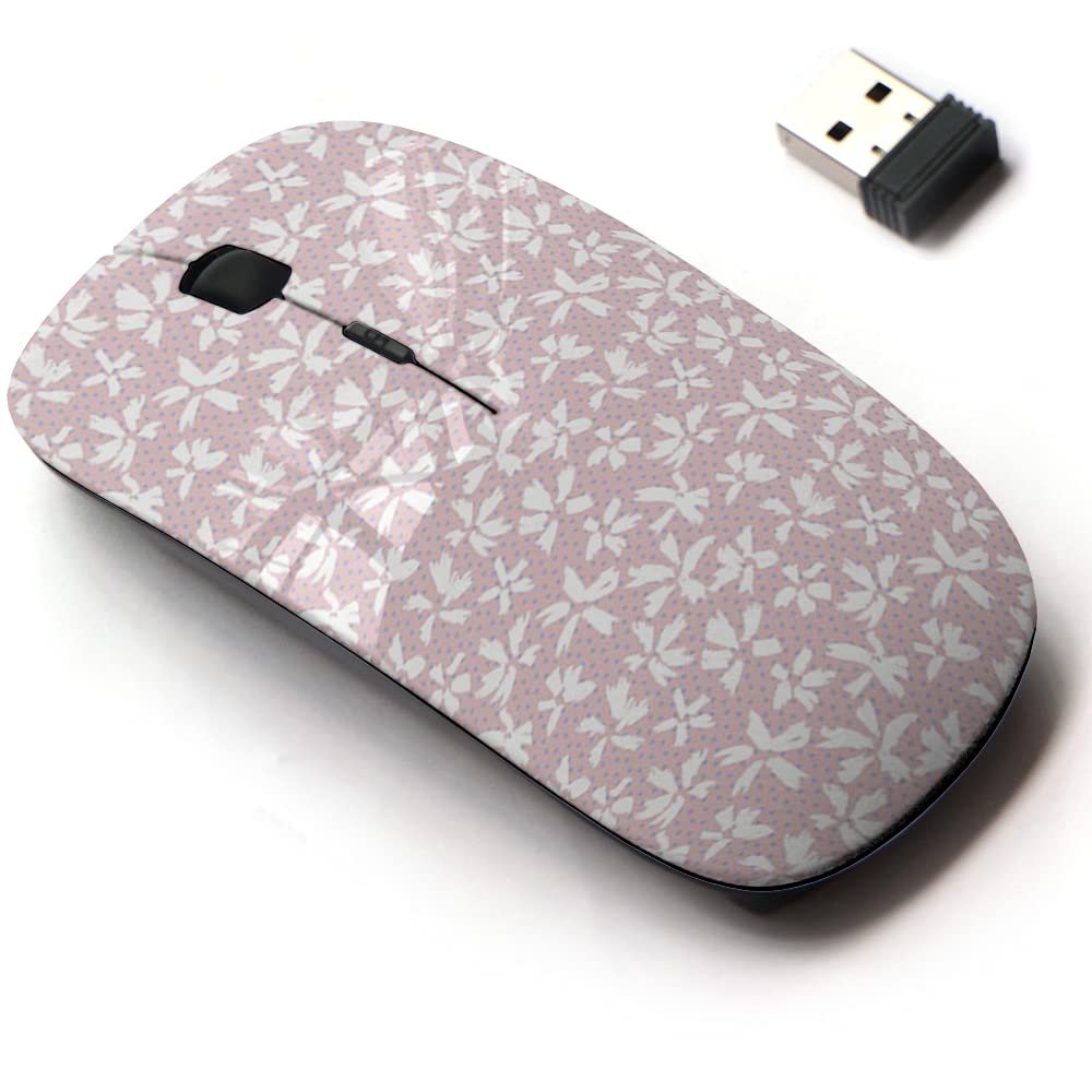 2.4G Wireless Mouse with Cute Pattern Design for All Laptops and Desktops with Nano Receiver - Botanical Floral Dotted