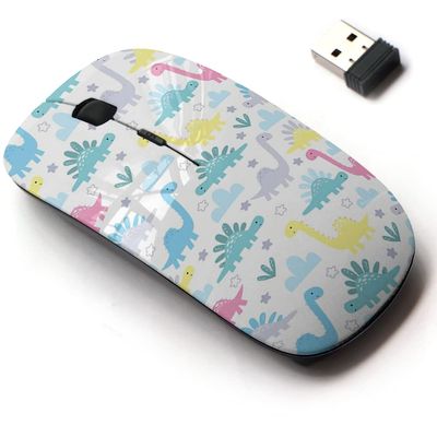 2.4G Wireless Mouse with Cute Pattern Design for All Laptops and Desktops with Nano Receiver - Funny Dinosaurs