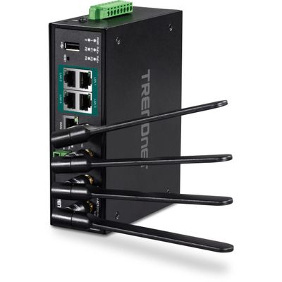 TRENDnet Industrial AC1200 Wireless Gigabit PoE+ Router, TI-WP100, 4 x Gigabit PoE+ Ports, 1 x Gigabit WAN Port, IP30 Housing, 120W PoE Power Budget, Dual-WAN, Dual-Band WiFi, VPN, Inter-VLAN Routing