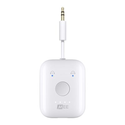 MEE audio Connect Air in-Flight Bluetooth Wireless Audio Transmitter Adapter for up to 2 AirPods / Other Headphones; Works with All 3.5mm Aux Jacks on Airplanes, Gym Equipment, TVs, & Gaming Consoles