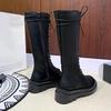 Bcshiye Women's Knee High Riding Combat Boots Winter Lace up Mid Calf Combat Riding Military Boots Leather Winter Booties view 4