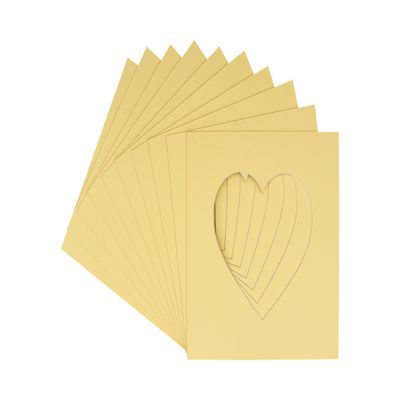 CountryArtHouse Soft Yellow Acid Free 7x7 Heart Picture Frame Mat with White Core Bevel Cut for 4x5 Pictures - Fits 7x7 Frame