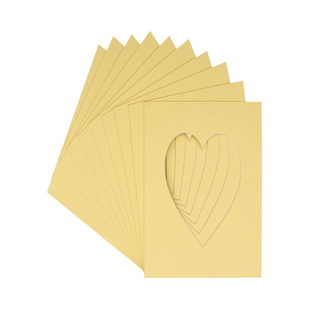 CountryArtHouse Soft Yellow Acid Free 7x7 Heart Picture Frame Mat with White Core Bevel Cut for 4x5 Pictures - Fits 7x7 Frame