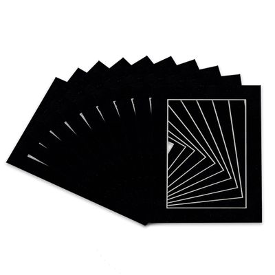 CountryArtHouse Black Suede Acid Free 8x10 Picture Frame Mats with White Core Bevel Cut for 6x8 Pictures - Fits 8x10 Frame - Pack of 100 Mats - with Bags & Backings