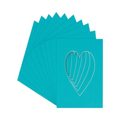 CountryArtHouse Aquamarine Acid Free 7x7 Heart Picture Frame Mat with White Core Bevel Cut for 4x5 Pictures - Fits 7x7 Frame