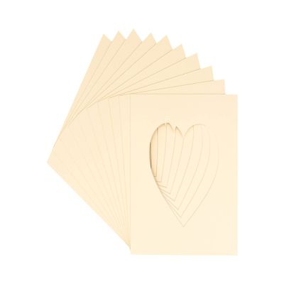 CountryArtHouse Cream Acid Free 7x7 Heart Picture Frame Mat with White Core Bevel Cut for 4x5 Pictures - Fits 7x7 Frame
