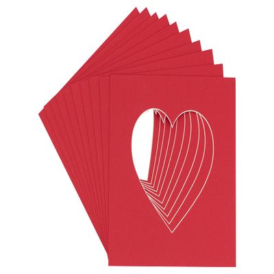 CountryArtHouse Cardinal Acid Free 7x7 Heart Picture Frame Mat with White Core Bevel Cut for 4x5 Pictures - Fits 7x7 Frame