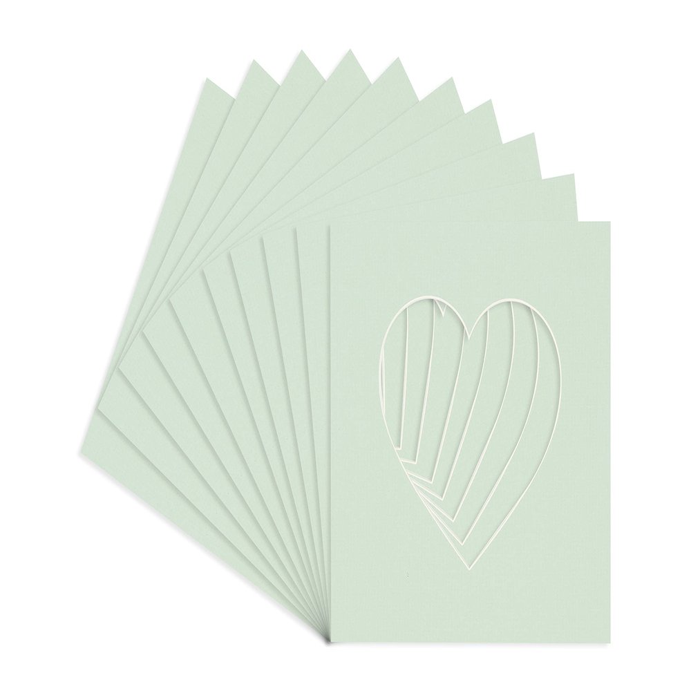 CountryArtHouse Honeydew Acid Free 7x7 Heart Picture Frame Mat with White Core Bevel Cut for 4x5 Pictures - Fits 7x7 Frame