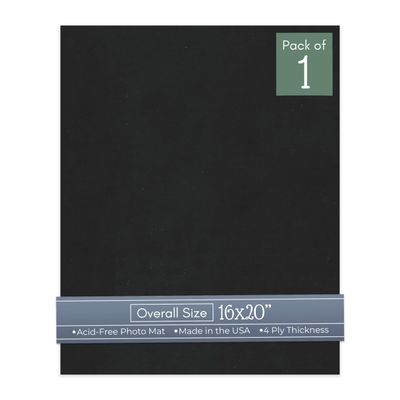 CountryArtHouse Black Suede Acid Free 16x20 Backing Board - Uncut Photo Mat Board - 1 Sheet
