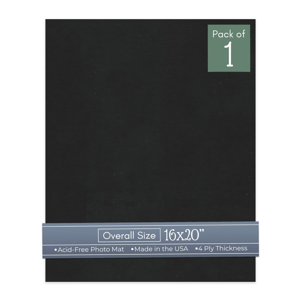 CountryArtHouse Black Suede Acid Free 16x20 Backing Board - Uncut Photo Mat Board - 1 Sheet