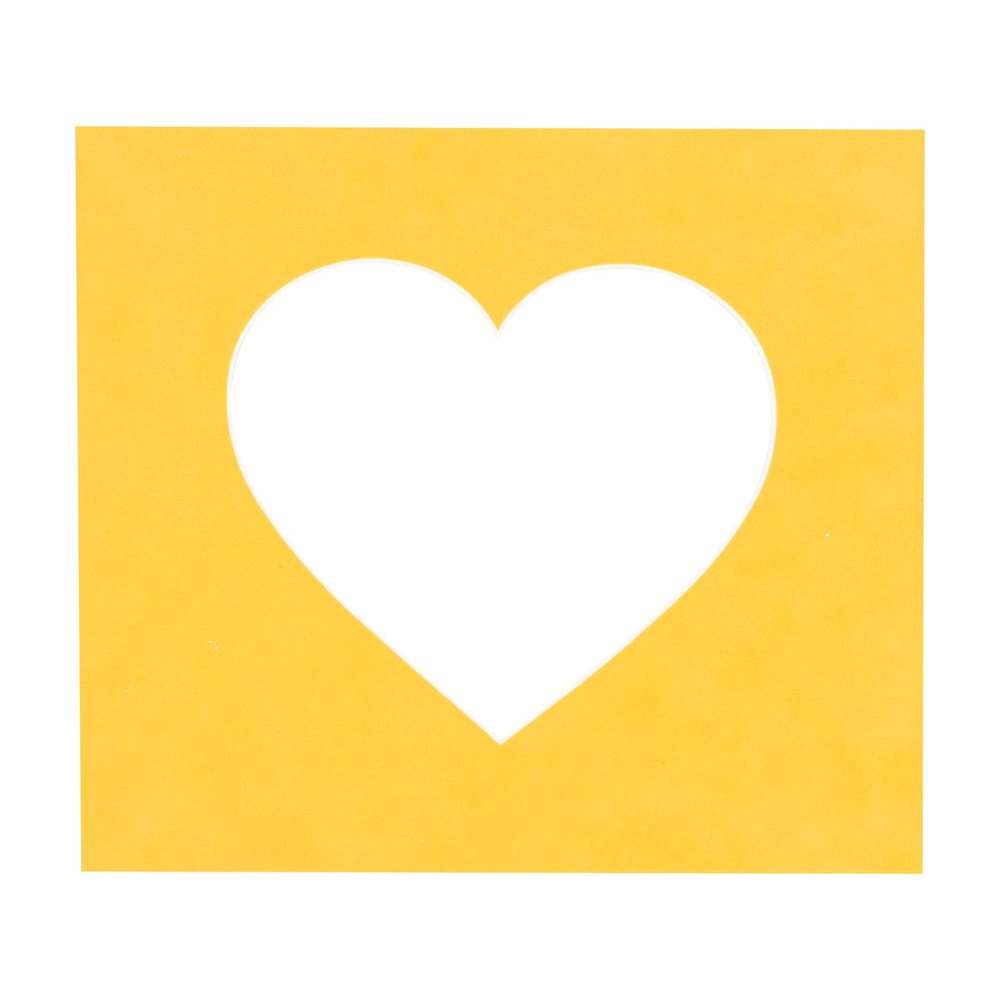 CountryArtHouse Bright Yellow Acid Free 7x7 Heart Picture Frame Mat with White Core Bevel Cut for 4x5 Pictures - Fits 7x7 Frame