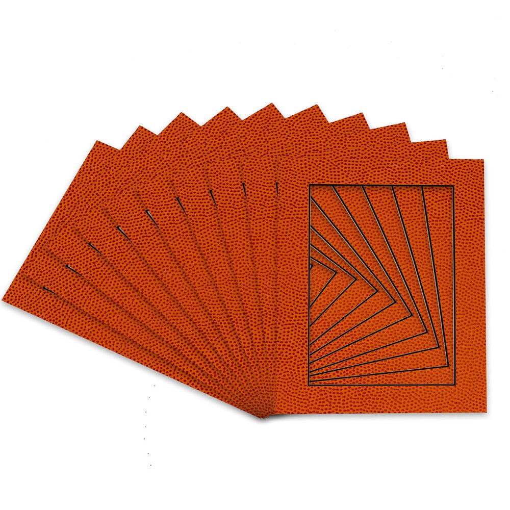 Basketball Texture Acid Free 8x10 Picture Frame Mats with White Core Bevel Cut for 6x8 Pictures - Fits 8x10 Frame - Pack of 25 Mats