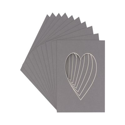 CountryArtHouse Charcoal Acid Free 7x7 Heart Picture Frame Mat with White Core Bevel Cut for 4x5 Pictures - Fits 7x7 Frame