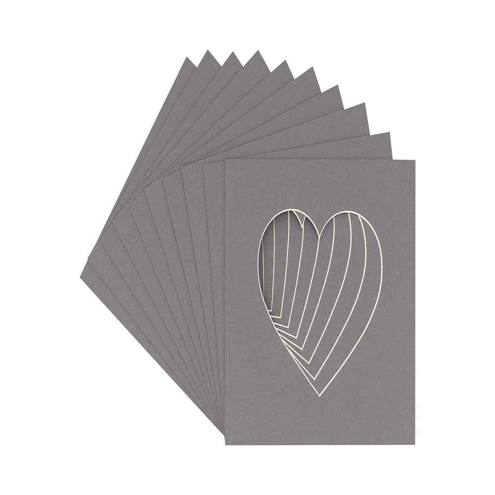 CountryArtHouse Charcoal Acid Free 7x7 Heart Picture Frame Mat with White Core Bevel Cut for 4x5 Pictures - Fits 7x7 Frame
