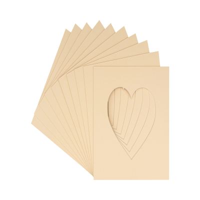 CountryArtHouse Beige Acid Free 7x7 Heart Picture Frame Mat with White Core Bevel Cut for 4x5 Pictures - Fits 7x7 Frame