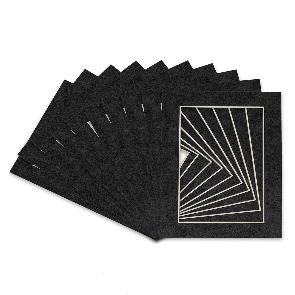 Ash Suede Acid Free 8x10 Picture Frame Mats with White Core Bevel Cut for 6x8 Pictures - Fits 8x10 Frame - Pack of 100 Mats